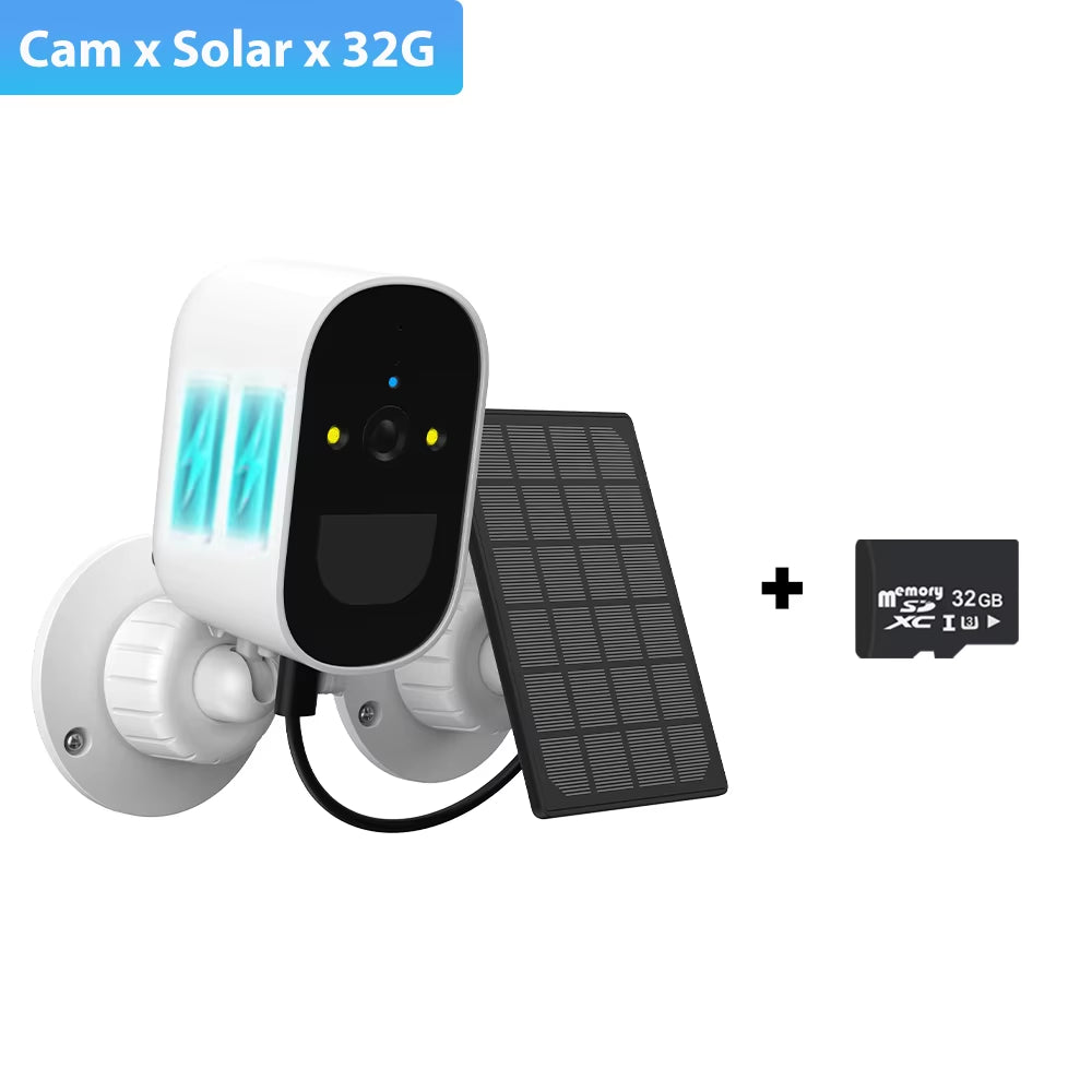 1080P Wifi Camera Solar Outdoor Wireless Battery Powered Bullet Security Camera PIR Motion Alarm Cloud Storage Two Way Audio