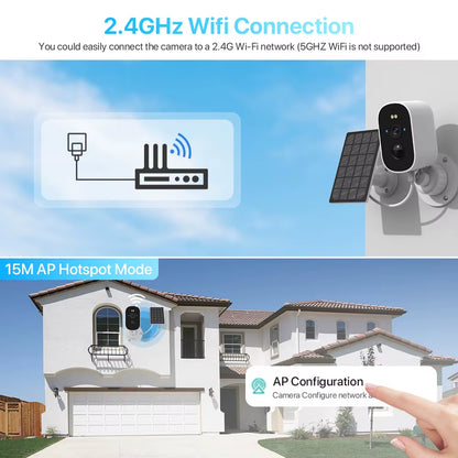 1080P Wifi Camera Solar Outdoor Wireless Battery Powered Bullet Security Camera PIR Motion Alarm Cloud Storage Two Way Audio